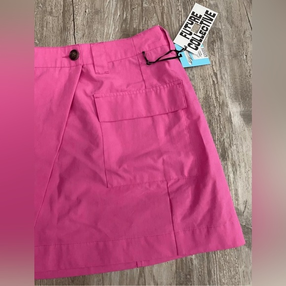 Future Collective Size 26 Pink Cargo Pockets Mini Wrap Skirt Cotton Blend - Picture 5 of 7
